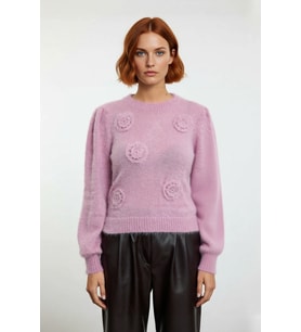 Kadın Regular Kesim Nakış Detaylı Polyester Triko Kazak Soğuk Havalarda Konforlu Ve Modern Bir Stil