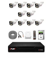 FURY 10 Kameralı 5MP Lens 1080P 6 Warm LED Renkli Gece Görüşlü Güvenlik Kamera Sistemi 1TB 1606