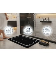 1 Adet 40 60 Cm Banyo Paspası Kaymaz Tabanlı Su Emici Yapı Kare Şık Tasarım Siyah - Gri Çizgili Banyo Önü Duşakabin Önü Paspas