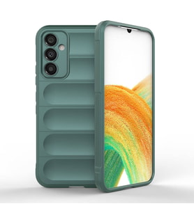 Samsung Galaxy A34 Uyumlu Kılıf Esnek TPU Oyuklu Arka Yüzey Tasarımlı Zore Etnik Silikon Kapak (Koyu Yeşil)