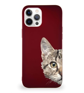 Apple iPhone 12 Pro Max Soft Premier Kapak Catface Tasarımlı Silikon Kılıf - Mürdüm (Şeffaf)