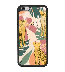 iPhone 6s Uyumlu Çiçekli Leopar Tasarımlı Glossy Telefon Kılıfı