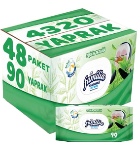 Familia Islak Havlu Mendil Yeşilin Tazeliği 90 Yaprak Plastik Kapaklı 48 Li Set 4320 Yaprak