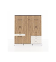 Arges Dolap 11 Raflı 4 Çekmeceli 2 Askılı 220x30x243 Antrasit-Çam/Aytaşı