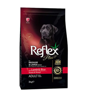 Reflex Plus Orta ve Büyük Irk Kuzulu Pirinçli Yetişkin Köpek Maması 3 Kg