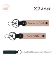Yeni Evlilere Romantik Sürpriz, İsim Yazılı 2’li Anahtarlık Seti, Yavru Ağzı-Lacivert