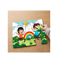 Eğlenen Arkadaşlar Tasarımlı 24 Parça Ahşap Çocuk Puzzle