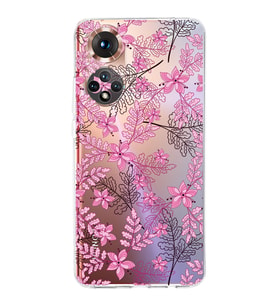 PrintiFy Huawei Honor 50 Uyumlu Kamera Korumalı Floral Pembe Tasarımlı Şeffaf Silikon Kılıf