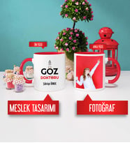 Göz Doktoru Kupa Bardak Kırmızı Fotoğraflı