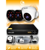 ELITCAM 3 Kameralı Uzay 1 İç Kamera Set 2 TB HDD Full HD Gece Görüşlü Güvenlik Kamerası Sistemi