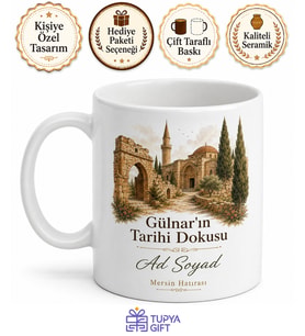 Gülnar'ın Tarihi Dokusu Mersin Hatırası Çay Kupası Hediye Bardak