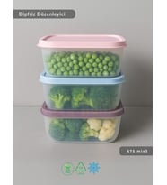 3'lü Dipfriz Saklama Kabı - No Frost Kapaklı  Derin Dondurucu Düzenleyici - BPA Free - 675 ml