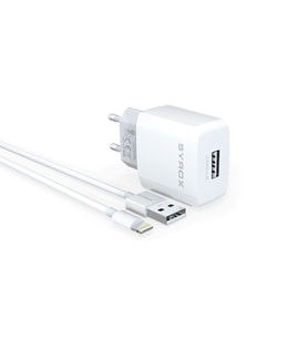 Syrox J46 1.6A 1mt Kablolu Lightning Şarj Cihazı - Beyaz