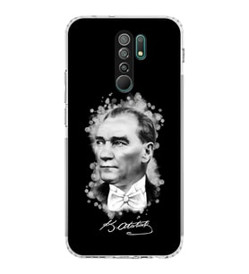 Xiaomi Redmi 9  Kamera Korumalı Kapak Atatürk Tasarımlı Şeffaf  Kılıf