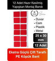 12'li Ekstra Güçlü Dayanıklı Çift Taraflı Hazır Kesilmiş Köpük Montaj Bandı Yapıştırma Ev Ofis