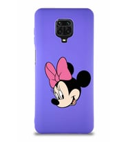 Xiaomi Redmi Note 9S Soft Premier Kapak Minnie Mouse-B Tasarımlı Silikon Kılıf - Mor (Şeffaf)