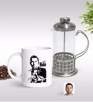 BK Gift Kişiye Özel Godfather Baba Silüet Tasarımlı Kupa & French Press Seti-4 (Model 1)