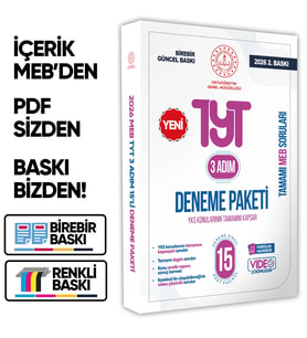 2026 3 Adım YKS-TYT MEBİ Özgün Sorular 15li Deneme Paketi Video Çözümlü BASKI ÜCRETİ