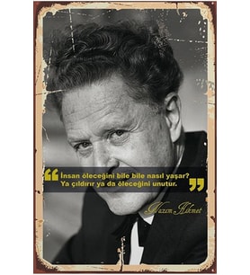 Nazım Hikmet Retro Ahşap Poster