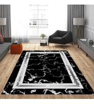 Eliana Home Dijital Baskı Yıkanabilir Kaymaz Taban Salon Halısı Ve Yolluk LNA0838-FNL48 (Siyah)