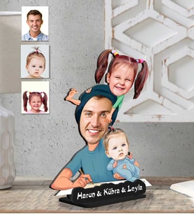 Kişiye Özel 2 Boyutlu Aile  Ahşap Biblo-6