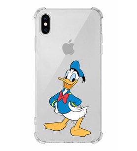 Apple iPhone X Uyumlu Köşe Korumalı Antişok  Kapak Donald Duck Tasarımlı Şeffaf  Kılıf