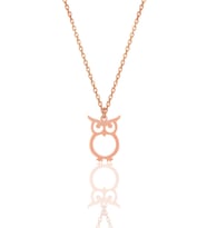 Gümüş rose baykuş kolye SGTL12011ROSE