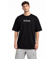 Erkek Kısa Kol Yazlık Tişört Bisiklet Yaka Baskılı Oversize T-Shirt - Siyah
