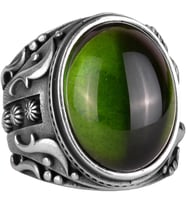 925 Ayar Gümüş Yüzük, Tasarım Gümüş Erkek Yüzük (Peridot Yapay Taş)