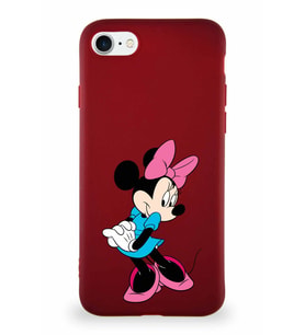 Apple iPhone 7 Soft Premier Kapak Minnie Mouse-F Tasarımlı Silikon Kılıf - Mürdüm (Şeffaf)