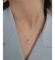 kalpli dört yapraklı şans yoncası model bayan gümüş kolye (Rose)