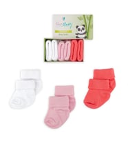 Novibaby 3'lü Bambu Yenidoğan Bebek Çorap I Rose I 0-6 ay (Karışık)