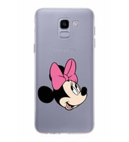 Samsung Galaxy J6 Kapak Minnie Mouse Tasarımlı Şeffaf Silikon Kılıf
