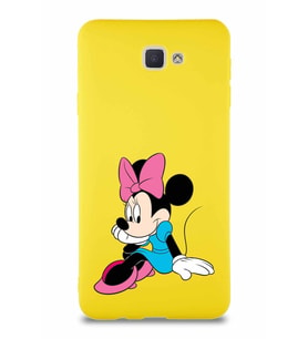 Samsung Galaxy J7 Prime 2 Soft Premier Kapak Minnie Mouse-E Tasarımlı Silikon Kılıf - Sarı (Şeffaf)