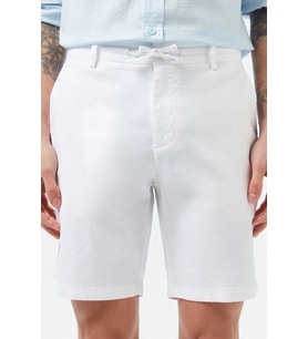 Lacoste Men's Regular Fit White Bermuda Shorts Erkek Keten Pamuk Bermuda Şort Beyaz