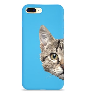 Apple iPhone 7 Plus Uyumlu Lansman Kılıf Catface Tasarımlı Altı Kapalı İçi Kadife Kaplı  Kapak (Şeffaf)