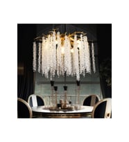 Dina Serip Gold Kaplamalı Modern Tasarım Salon Kristal Sarkıt Avize