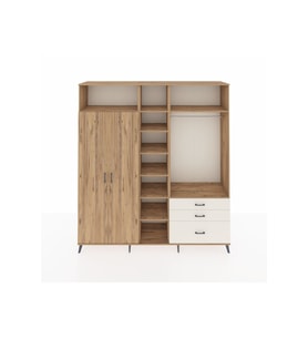 Hyperion Dolap 9 Raflı 3 Çekmeceli 2 Askılı 220x44x243 Çam-Çam/Aytaşı