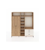 Hyperion Dolap 9 Raflı 3 Çekmeceli 2 Askılı 220x44x243 Çam-Çam/Aytaşı