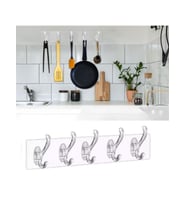 5 li Güçlü Yapışkanlı Şeffaf Duvar Askısı Banyo Mutfak Düzenleyici Pratik Askılık (5343)