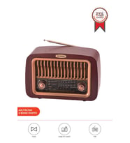 Torima D-59 Kahverengi Nostalji Radyo Kablosuz Bluetooth Hoparlör (Kahverengi Koyu)