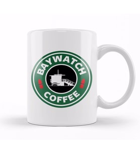Baywatch Coffee Logo Kupa Bardak Porselen