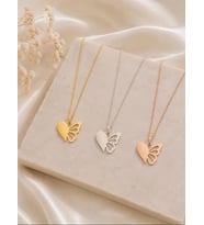 Kişiye Özel Minimal Kalp Kelebek Model Kolye 925K Gümüş (Rose)