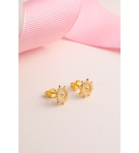 925 Ayar Gümüş Zirkon Taşlı Gemi Dümeni Küpe - Gold