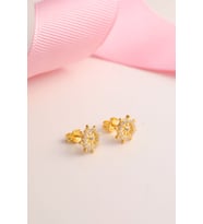 925 Ayar Gümüş Zirkon Taşlı Gemi Dümeni Küpe - Gold