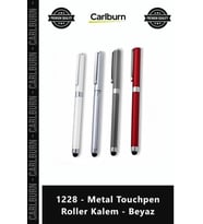 Özel Üretim Kurumsal Promosyon Dokunmatik Ofis Hediye Şık 1228 Metal Touchpen Roller Kalem Beyaz