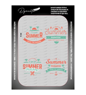 Summer Holiday Yaz Tatili Iron Press Tekstil Ütü İle Yapışan Transfer Baskı Kağıdı DTF BASKI