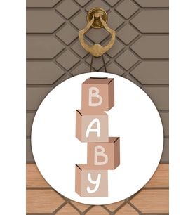 Modern Dijital Baskı Beyaz Kutulu Baby Yazılı Kapı Süsü