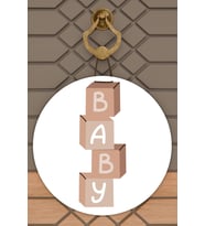 Modern Dijital Baskı Beyaz Kutulu Baby Yazılı Kapı Süsü