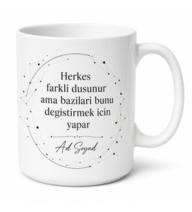 İsme Özel Farklı Düşünen Yazılı Kupa Bardak Hediye Özel Tasarım Baskılı Porselen